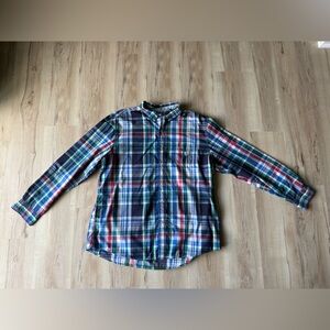 Chaps Men’s Plaid Button Down Shirt XXL | Blue Green Red | Classic Fit Cotton